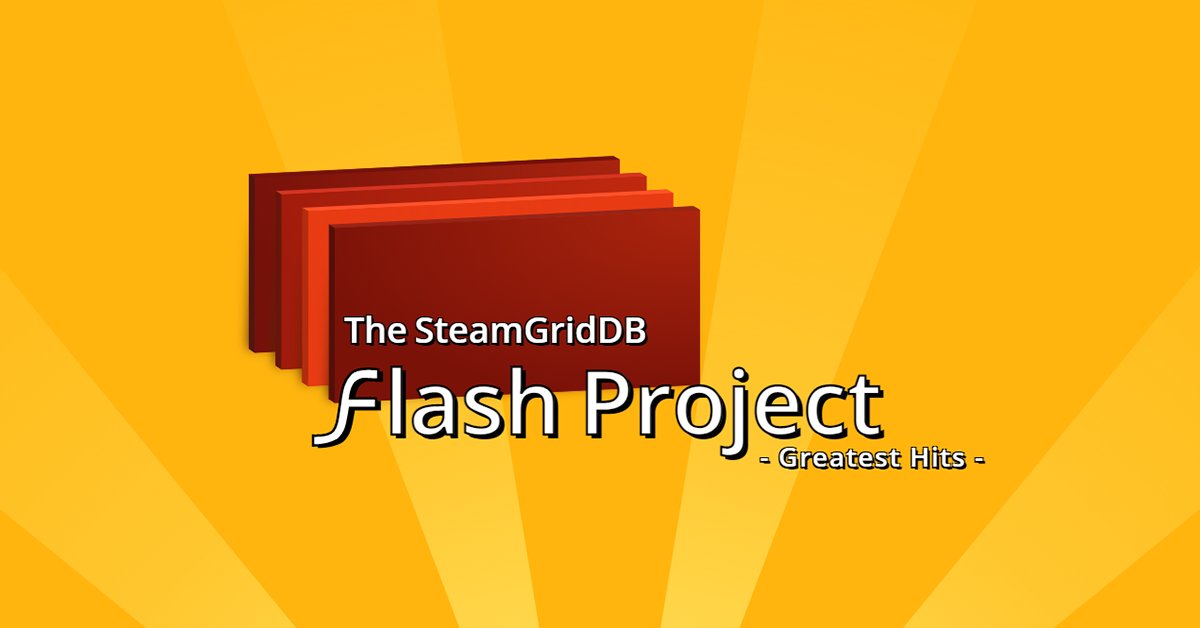 SteamGridDB's tweet card. A project to create library assets for games created in Adobe Flash.