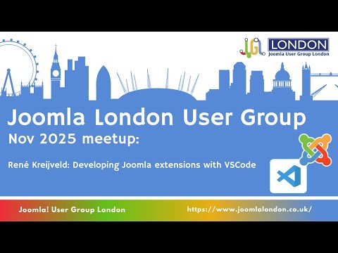 joomlalondon's tweet card. René Kreijveld demonstrates Visual Studio Code for Joomla 5 extension...