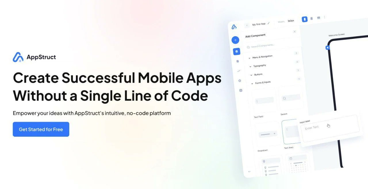 app_struct's tweet card. Build powerful apps without coding. AI-powered no-code platform for mobile, web & desktop development.