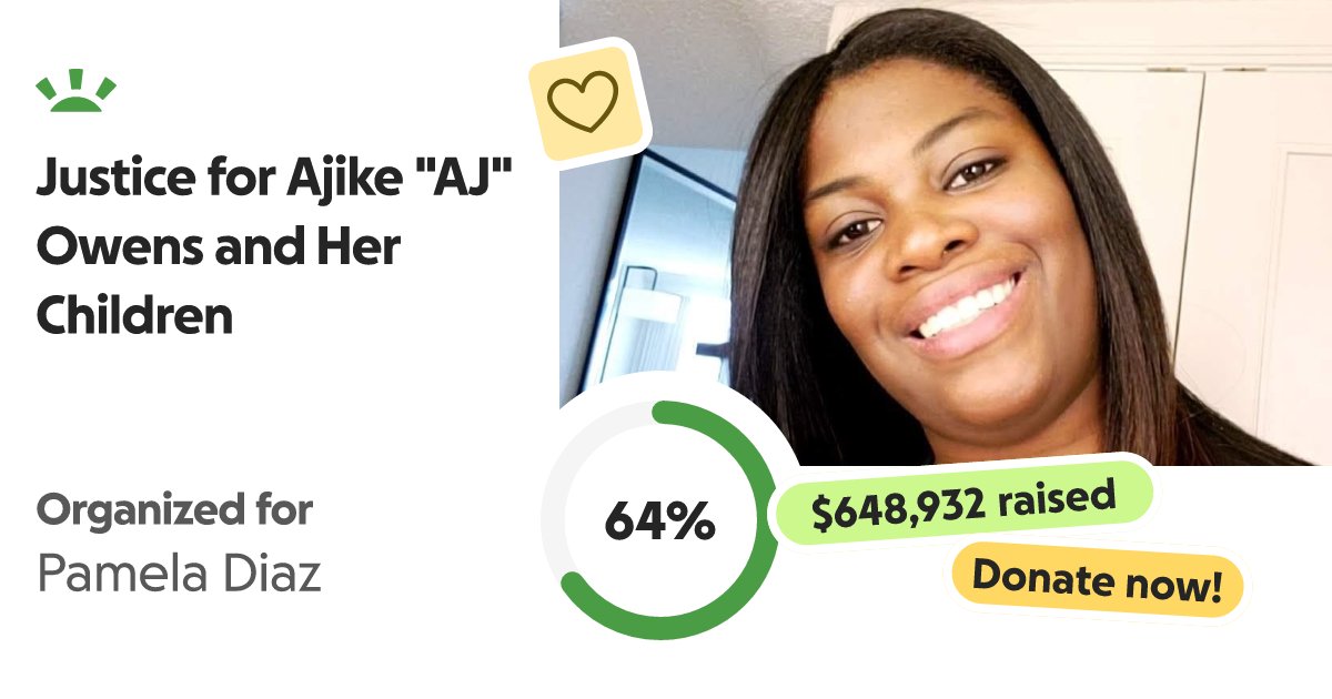 TCognizer's tweet card. On Friday, June 2, 2023, Ajike "Aj" Owens, a devoted and l… Pamela Dias (Mother of AJ Owens) needs your support for Justice for Ajike "AJ" Owens and Her Children