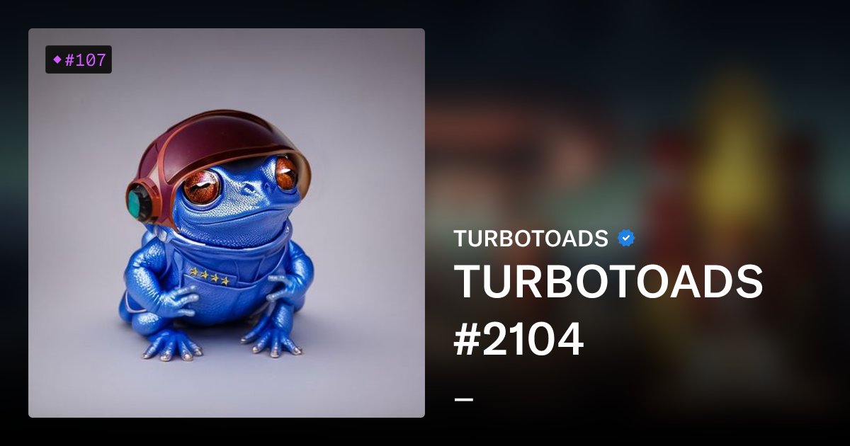 turbotoadbot's tweet card. The Original NFT of $TURBO. Regarded by early participants as the OG collection, TurboToads was a free mint developed with a community-first ethos and a decentralized vision. Today, TurboToads...