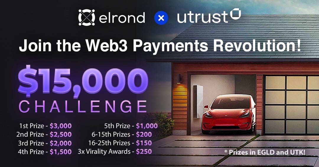 MultiversX's tweet card. Elrond acquires Utrust to make payments faster, cheaper and more secure, and transform payment processing services from a cost for merchants into an income stream. Discover Utrust and earn EGLD from...