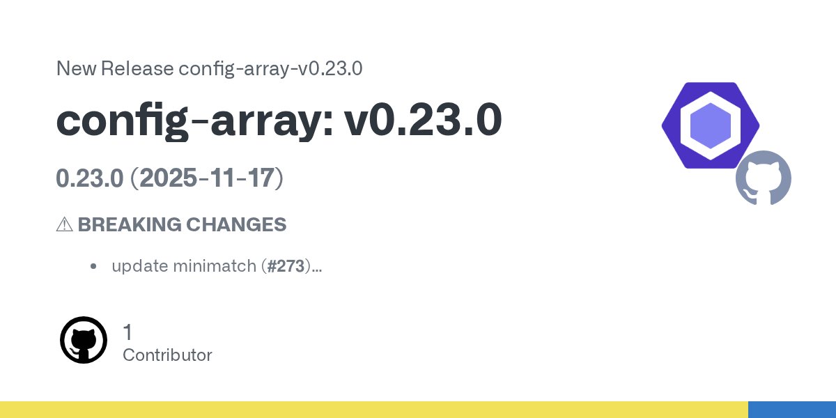geteslint's tweet card. 0.23.0 (2025-11-17) ⚠ BREAKING CHANGES update minimatch (#273) Features update minimatch (#273) (8b92470)
