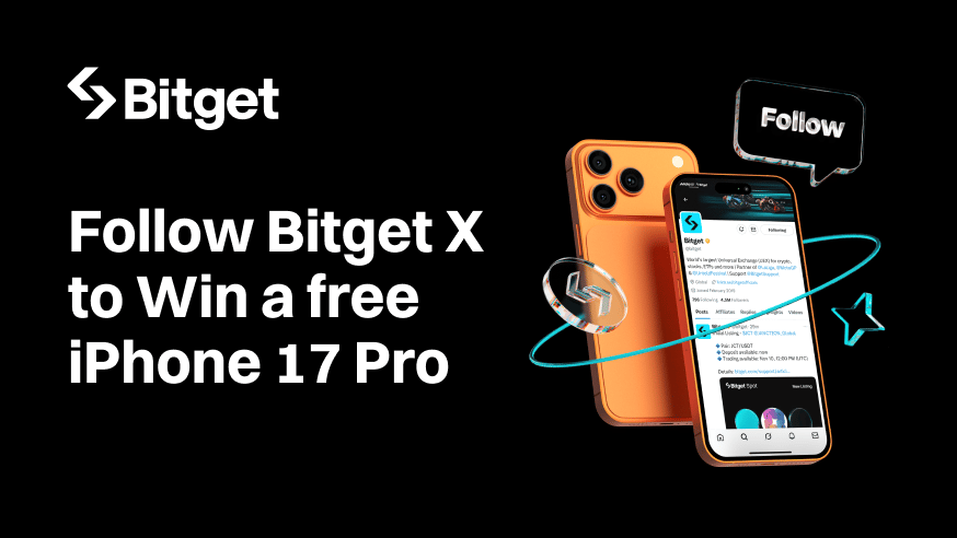 Om_W3Tech's tweet card. 📱 iPhone 17 Pro Giveaway 📱 Be one of 10 lucky winners to snag a brand-new iPhone! 🎉 How to join: 1️⃣ Follow @Bitget 2️⃣ Like & RT this post 3️⃣ Tag 3 friends to join If we hit 4.6M followers by...