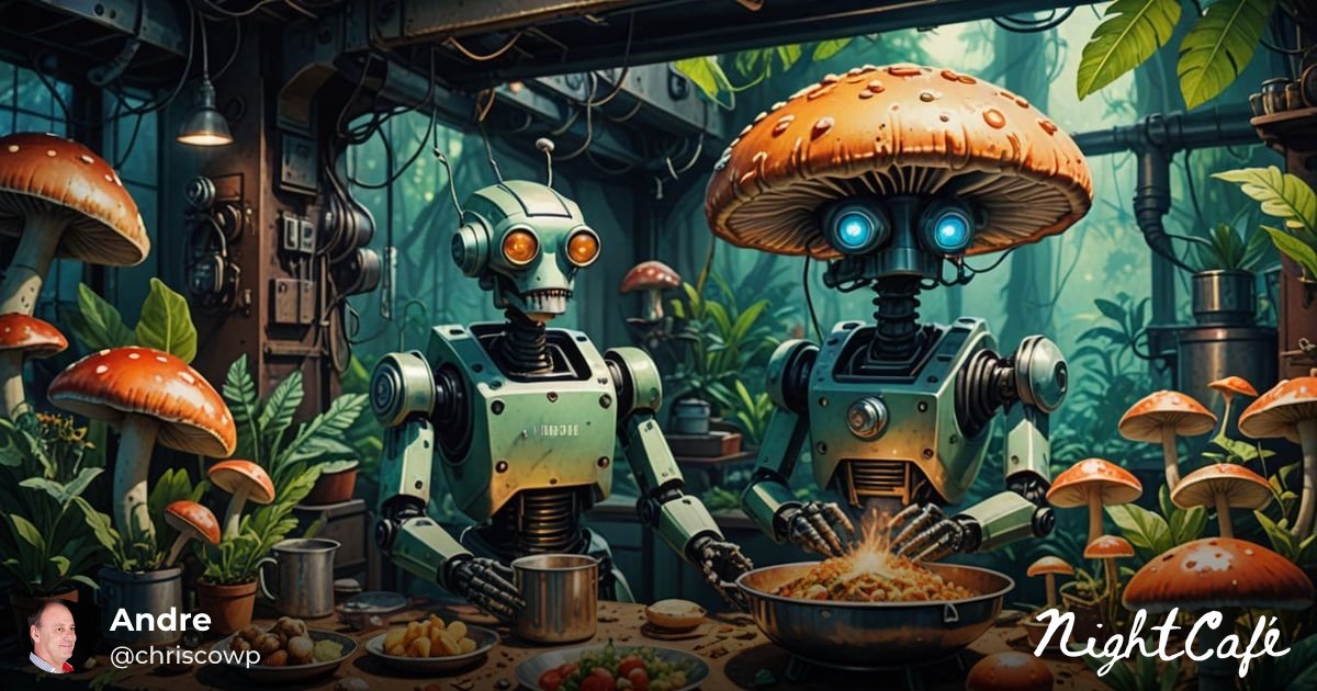 mistergenerous's tweet card. Creation: "Quirky robot chef" by Andre