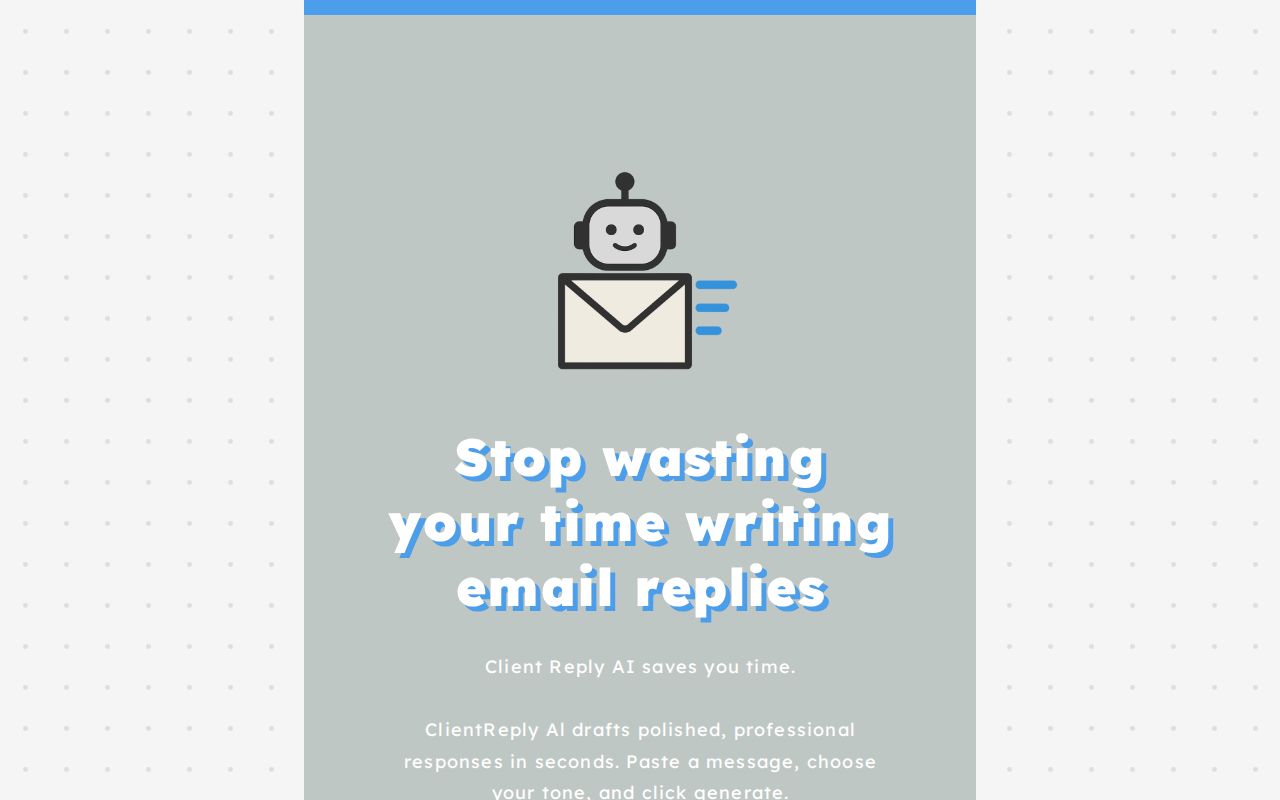 clientreply_ai's tweet card. An ai tool for replying to emails instantly without having to word the email itself.