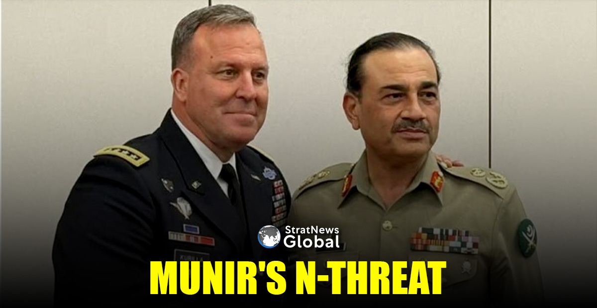 StratNewsGlobal's tweet card. According to an exclusive report in The Print, Munir said 'we are a nuclear nation. If we think we are going down, we’ll take half the world down with us.'