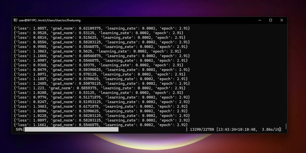 prod42net's tweet card. I have been playing with Supervised Fine Tuning and LORA using my laptop with NVIDIA RTX 4060 8GB....