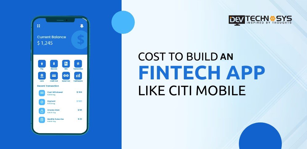 DevTechnosys's tweet card. Read this blog to know more about cost to build an app like CITI mobile in 2024. Get a quote from a fintech mobile app development company in the USA.