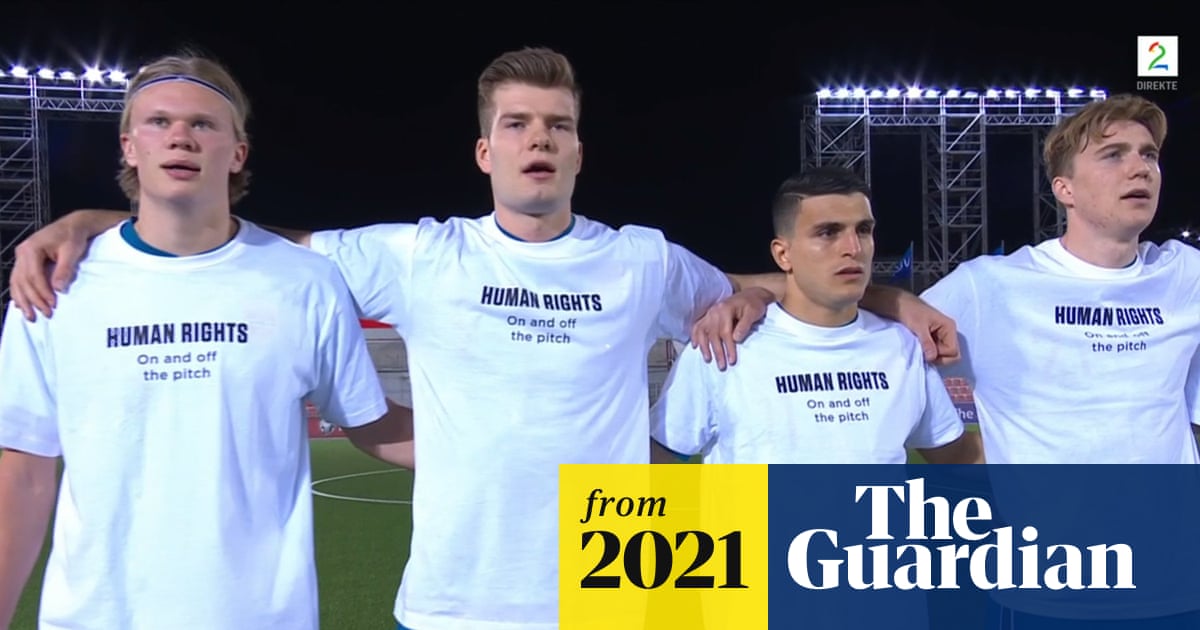 guardian_sport's tweet card. Norway stepped up their protests about human rights violations in Qatar on Wednesday by wearing T-shirts with the slogan ‘Human rights – on and off the pitch’