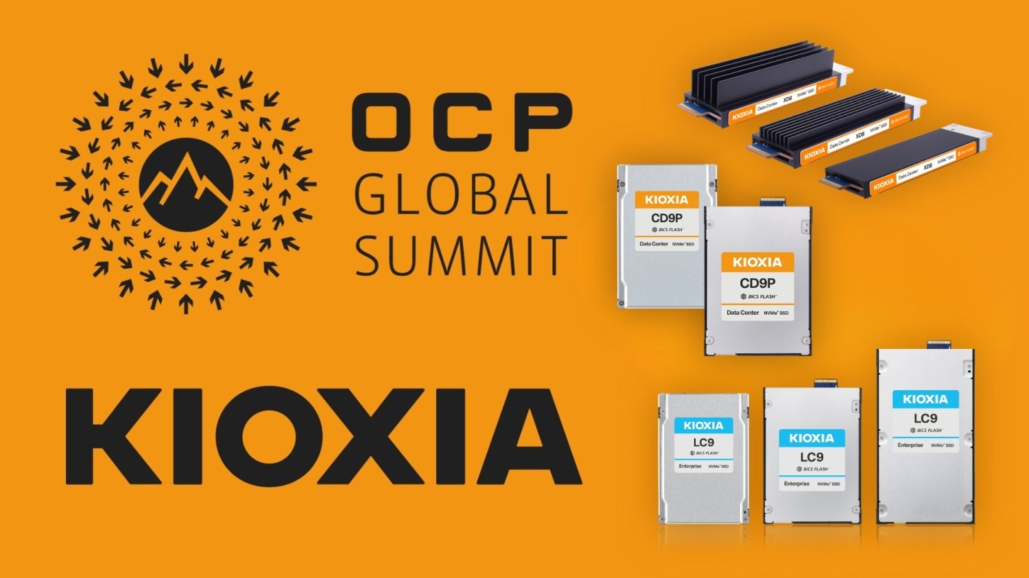 TweakTown's tweet card. KIOXIA will be on hand at the 2025 Open Compute Project (OCP) Global Summit next week showcasing its flash storage and SSD solutions for the AI era.