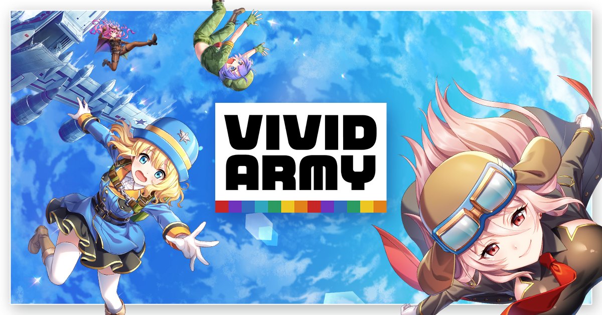 servest's tweet card. Vivid Army, a fresh new strategy game, is here! Dominate the battlefield with unique and beautiful heroines!