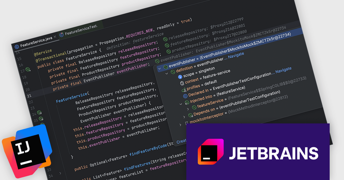 ComponentSource's tweet card. IntelliJ IDEA 2025.2 adds new Spring Debugger which enhances visibility into application behavior with live data on beans and config values.