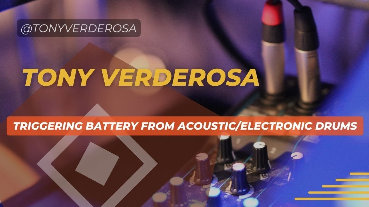 tonyvtriggers's tweet card. Triggering Battery by Native Instruments using Acoustic/Electronic...