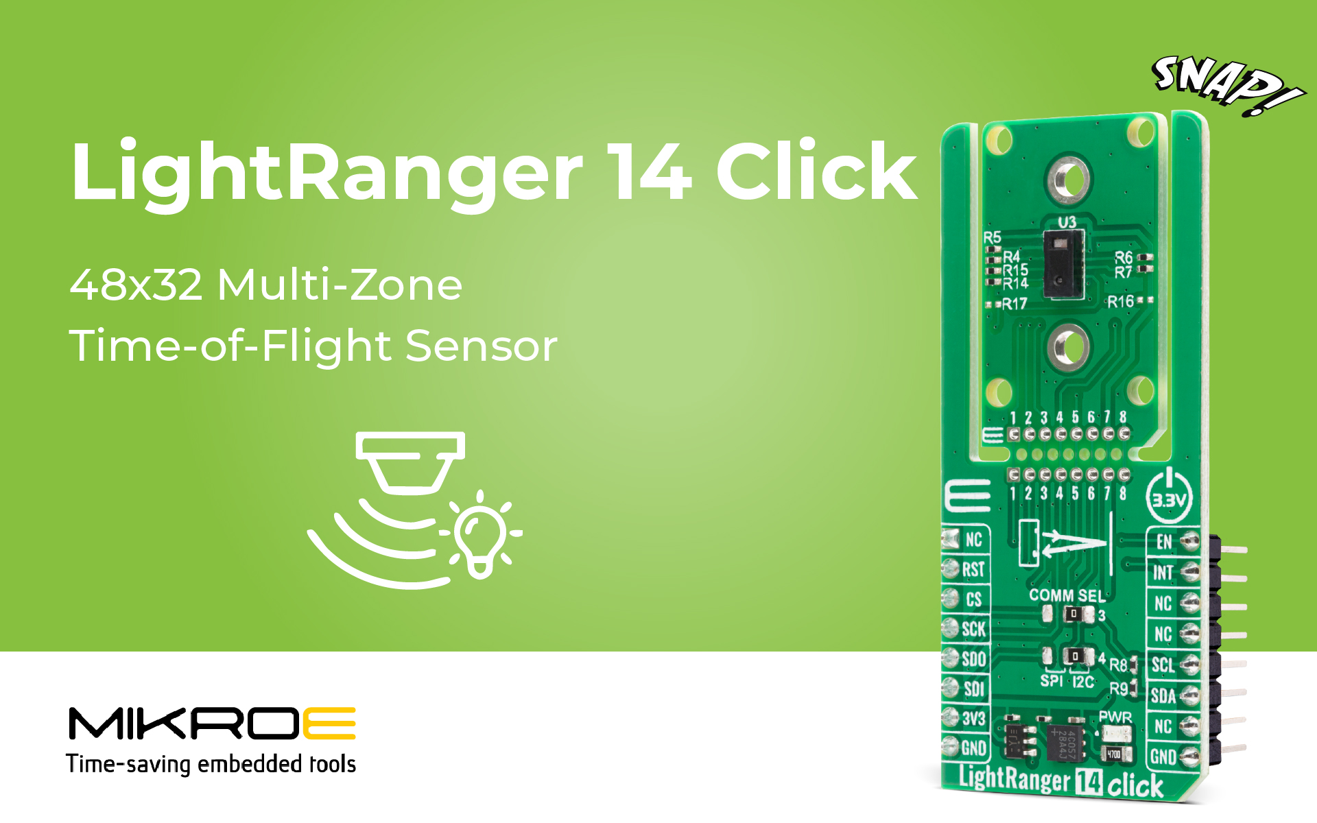 CIE_Magazine's tweet card. LightRanger 14 Click is a new optical sensor Click board from MIKROE, the embedded solutions company that provides hardware and software products based on