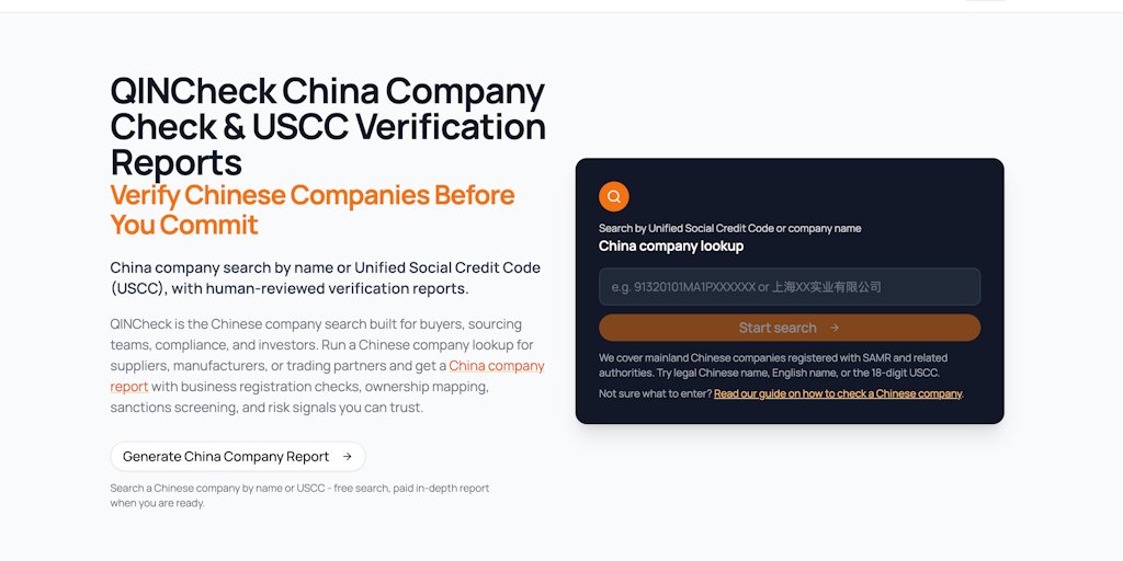 awtistik_dev's tweet card. QINCheck lets you search Chinese companies by name or Unified Social Credit Code (USCC) and instantly generate a verified due diligence report. The platform aggregates data from official Chinese...
