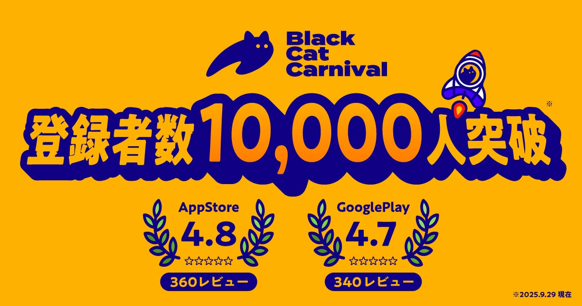 bccsns's tweet card. ブラックキャット・カーニバル株式会社のプレスリリース（2025年9月29日 13時15分）その気が無いのに猫になってしまう！？新感覚SNS『ブラキャニ』が登録ユーザー1万人突破！App Store・Google Play両ストアで高評価を獲得