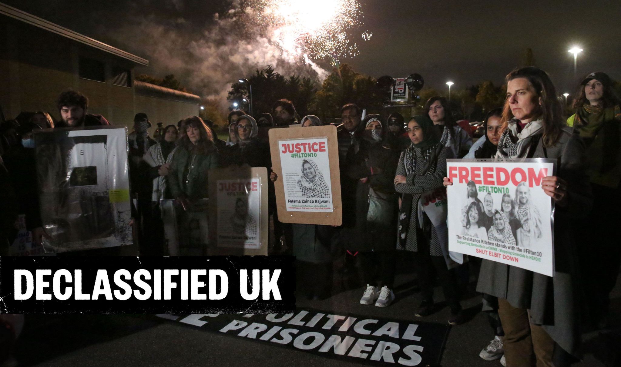 declassifiedUK's tweet card. Young protesters face more than a year in prison before going on trial over a break-in at an Israeli arms factory near Bristol.