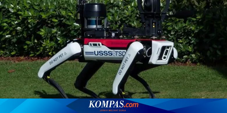 kompascom's tweet card. Resor mewah milik Presiden terpilih AS Donald Trump kini dijaga robot anjing bernama 'Spot' yang dapat dikendalikan dari jarak jauh atau otomatis.