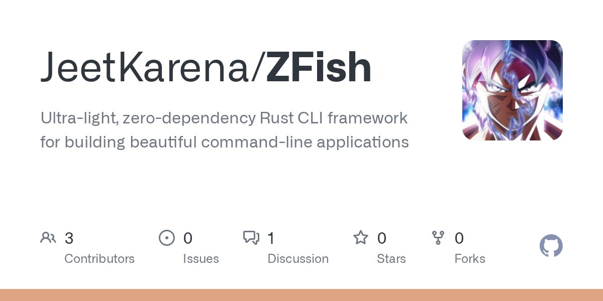 user_0xJeet's tweet card. Ultra-light, zero-dependency Rust CLI framework for building beautiful command-line applications - JeetKarena/ZFish