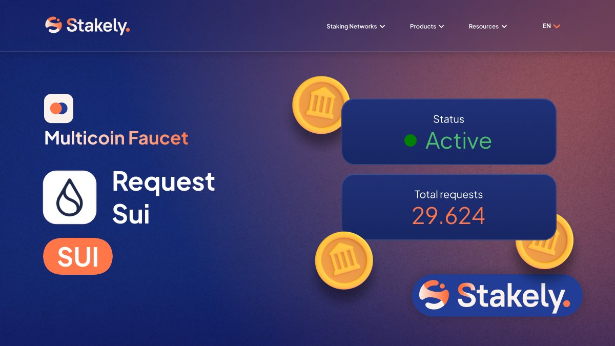 akashcchowdhury's tweet card. Request Mainnet tokens for Sui with Stakely's Faucet. Perfect for development, testing, and network fee coverage.