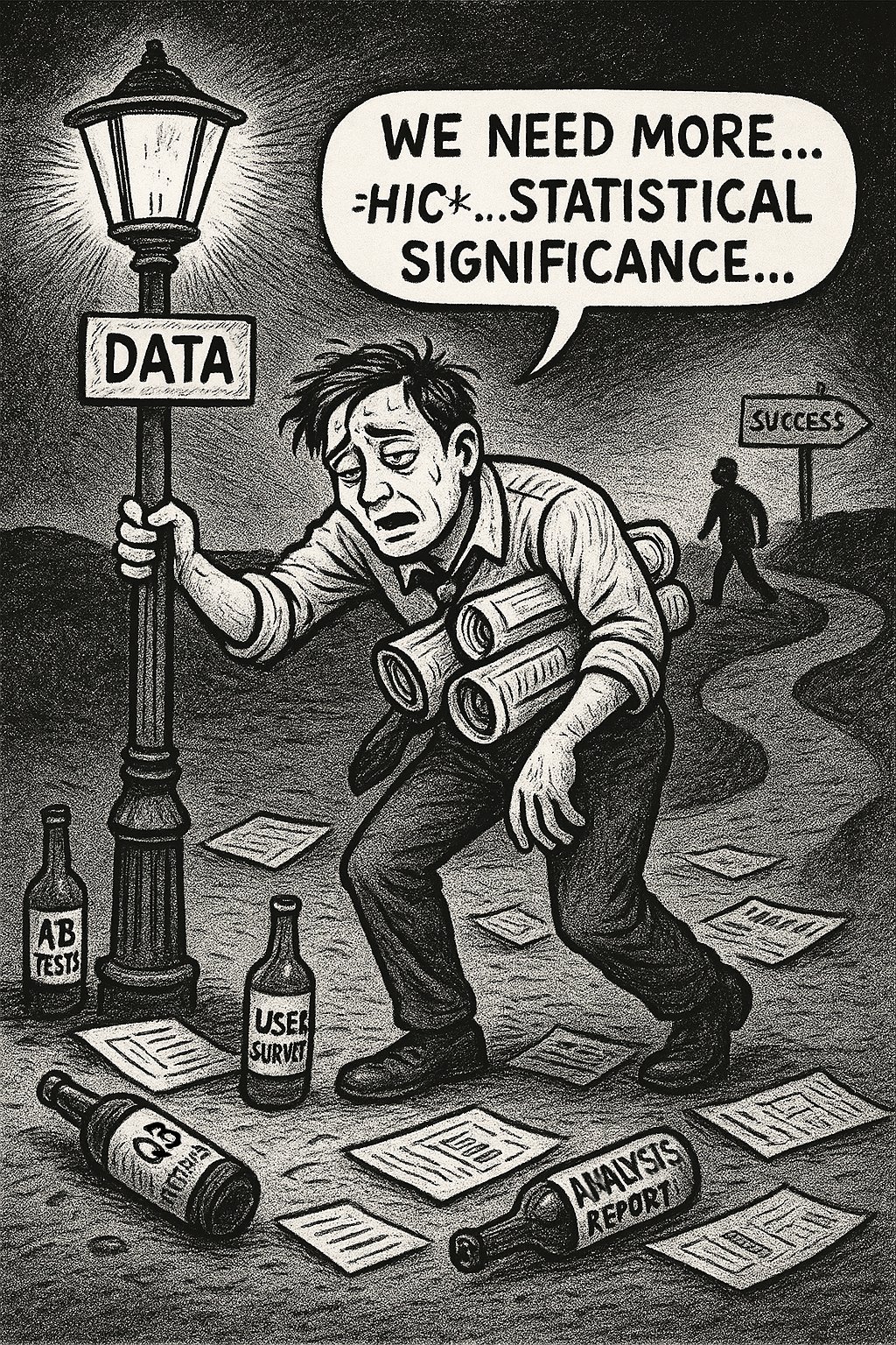 CrankyPM's tweet card. Your dashboard is gorgeous but your decisions are still trash. Stop treating data like a magic 8-ball and start asking better questions.