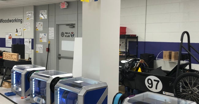 CSeanard's tweet card. Help me give my students 3D printer filament for their custom 3D designs. We are also repairing one of our existing work tables with new workbench legs. "I really like the VW eLab because we ca...