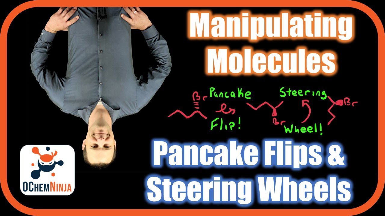 OChemNinja's tweet card. Manipulating #OChem Molecules: Pancake Flips & Steering Wheel...