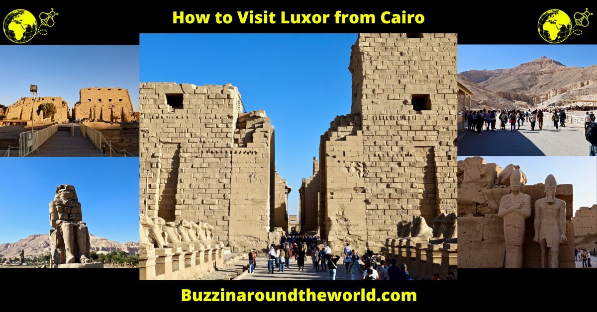 BuzzTravelBlog's tweet card. Fly Cairo to Luxor in one day: See the Valley of the Kings, Hatshepsut’s Temple, Karnak & Luxor Temple -- ticket prices, flight logistics, timing tips, & FAQs.