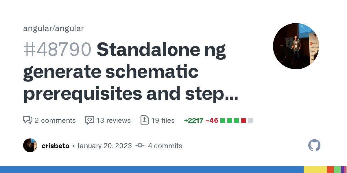 Enea_Jahollari's tweet card. These changes add some of the prerequisites for the first step of the standalone ng generate schematic, as well as the first step itself. There's more info in the individual commits, but he...