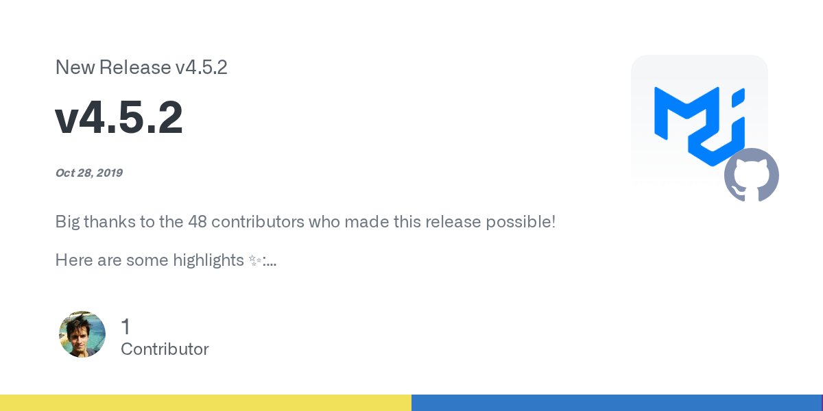 MUI_hq's tweet card. Oct 28, 2019 Big thanks to the 48 contributors who made this release possible! Here are some highlights ✨: 🔍 Introduce a new Autocomplete component in the lab to support the autocomplete, combobo...