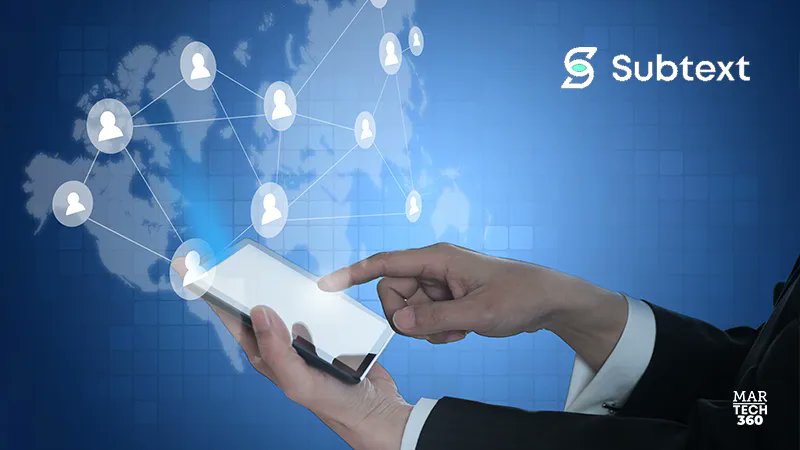 360MarTech's tweet card. Subtext unveils Surveys, enabling clients to run SMS polls, gather insights, and strengthen audience connections with real-time analytics.