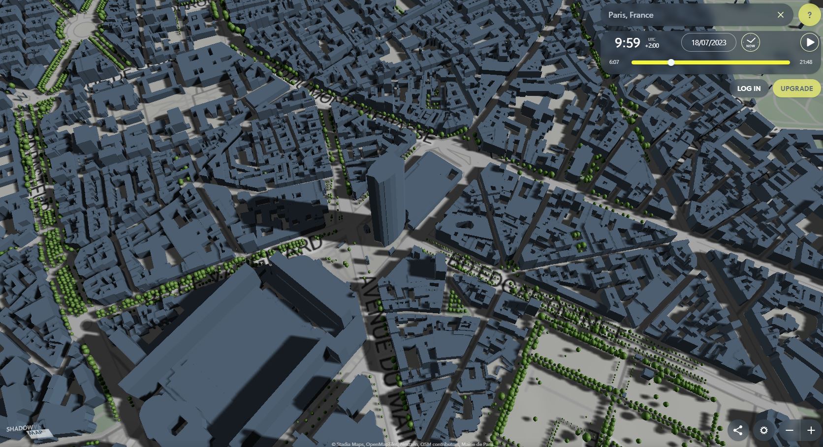 Byothe's tweet card. Trouvez l'ombre pour vous protéger du soleil avec Shadowmap ! Une plateforme similaire à Google Maps, pour repérer des zones ombragées à toute heure. Parfait pour marcher au frais !