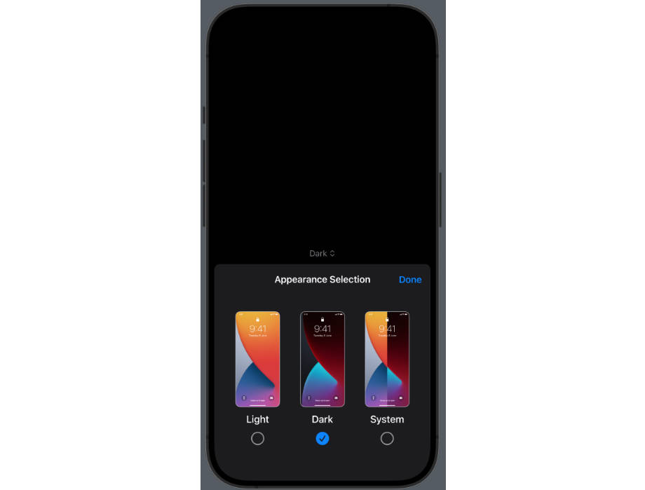 iosexample's tweet card. AppearanceProviding is a SwiftUI library for selecting a preferred color scheme.