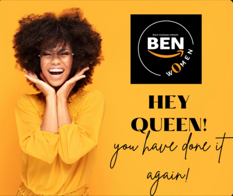 Modupe_C's tweet card. Hey Queens! I am #BENWomen and I am a #blackwoman let’s build and shine together! #employeeresourcegroups #affinitygroups #amazon #ben #inclusionatwork #diversityequityinclusion #representationmatt...