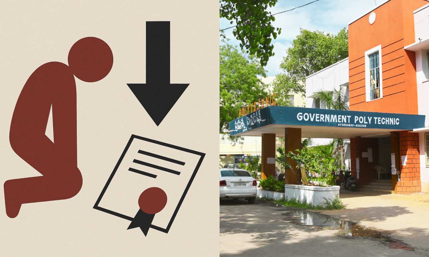 hydnewshunt's tweet card. Only 55.88% of polytechnic diploma seats filled in Telangana this year; 12,991 seats remain vacant after internal sliding concludes.