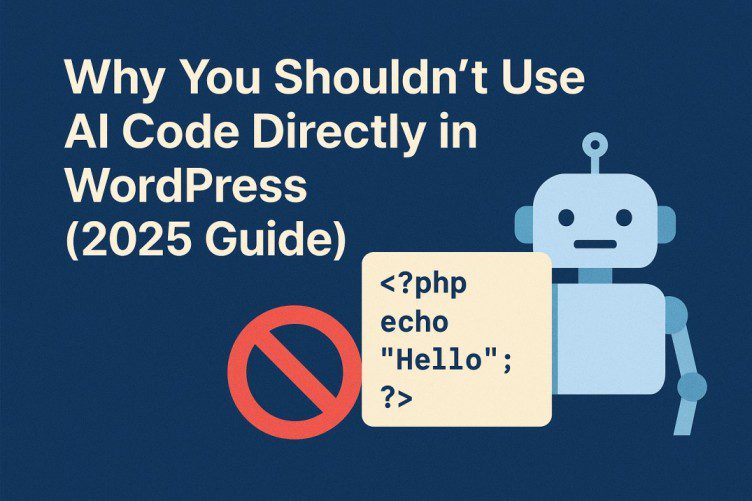wordpressved's tweet card. Learn why adding AI-generated code directly in WordPress can cause errors or security issues — and how to use AI safely for your website.