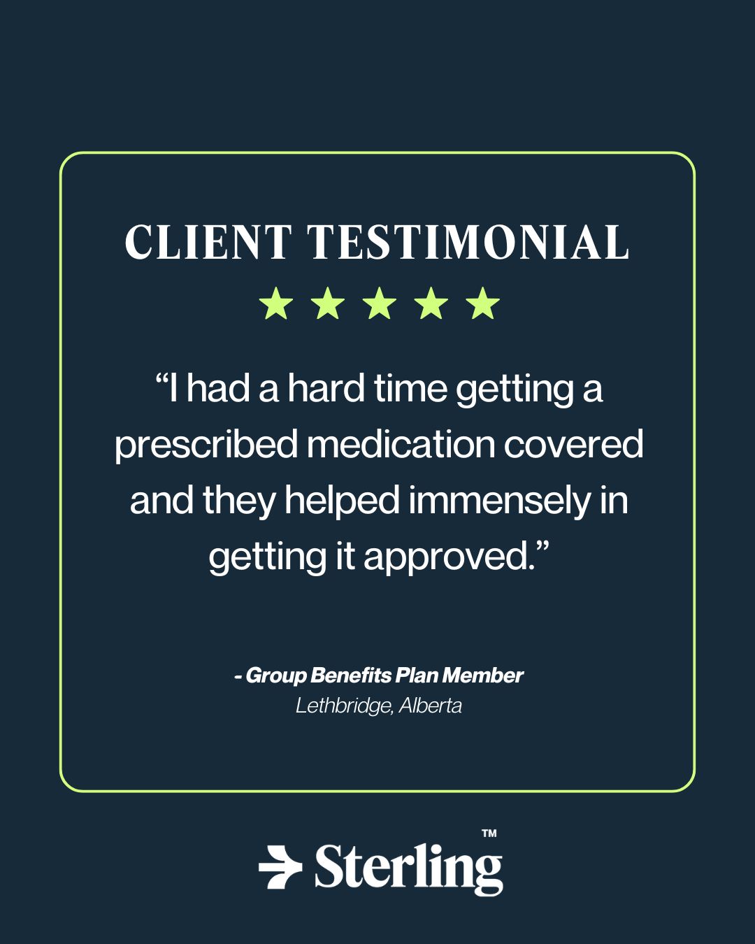 sterling_SCB's tweet card. At Sterling Brokers, it's our job to do the heavy lifting for you. Get your claims approved without breaking a sweat by working with our team of benefit experts. #clienttestimonial #employeebenefits...