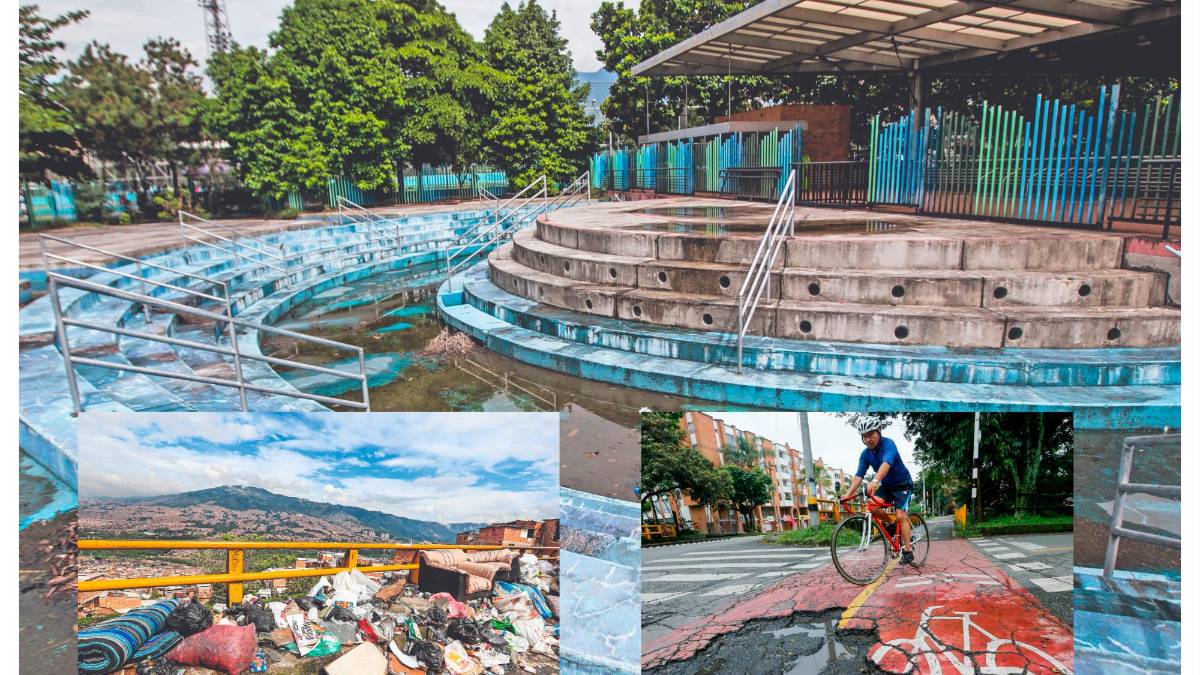 elcolombiano's tweet card. Recorrido por la decadencia de la ciudad. Escenarios deportivos deplorables, huecos y obras públicas sin terminar hacen parte del paisaje.