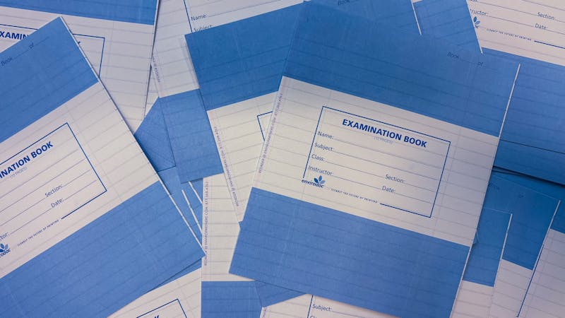 BookScouterCom's tweet card. Blue books are seeing a revival at the University of Wisconsin-Madison and college campuses across the county as more professors grow concerned about online cheating with artificial intelligence...