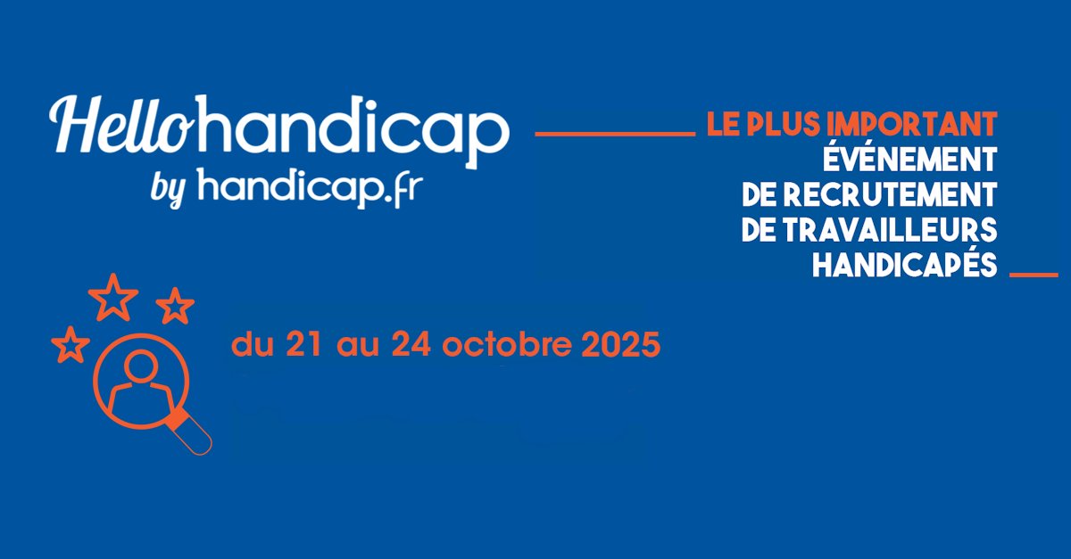 Handicap_fr's tweet card. L'événement en ligne Hello Handicap aura lieu du 21 au 24 avril 2026