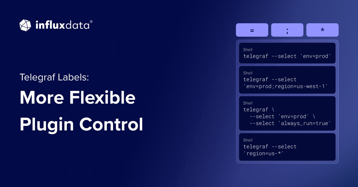 InfluxDB's tweet card. Telegraf labels and selectors offer new flexibility in how you configure and run your Telegraf agents—especially when many Telegraf instances share a set of configurations or you want fine-grained...