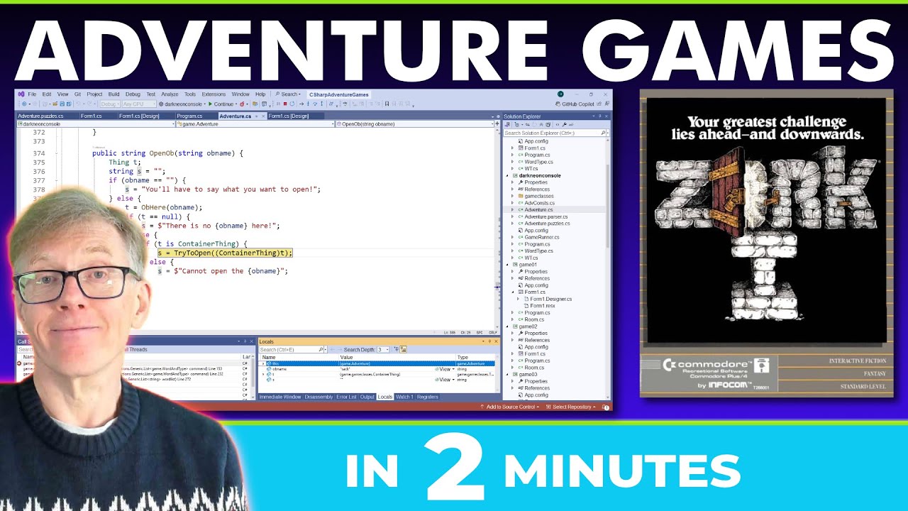 codewithhuw's tweet card. Text Adventure Games Explained (in 2 Minutes)