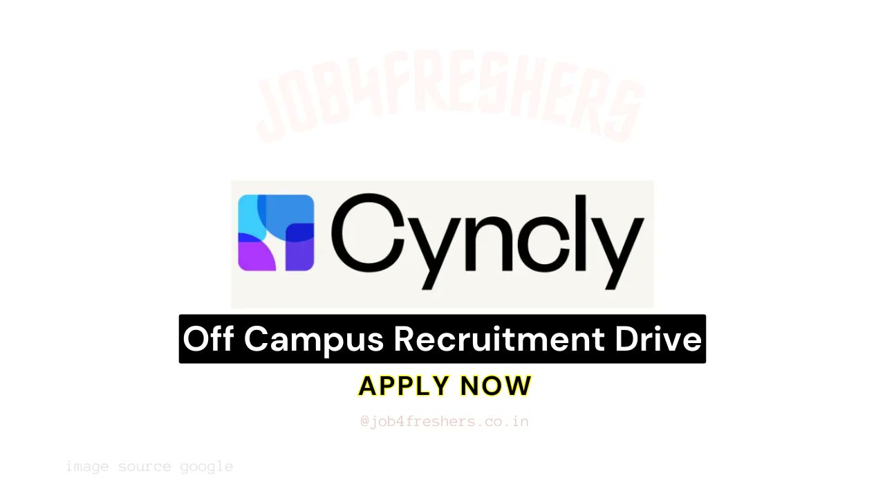 Job4freshers_'s tweet card. Cyncly Off Campus Drive 2025: Cyncly a leading company, is set to conduct an Off Campus Drive in 2025, offering opportunities to join as Software Engineer for
