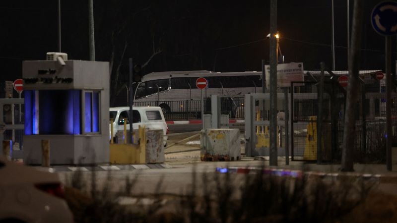 CNN's tweet card. Israel says 90 Palestinian prisoners have been freed following the release of three hostages who were being held by Hamas in Gaza. Follow for live updates.