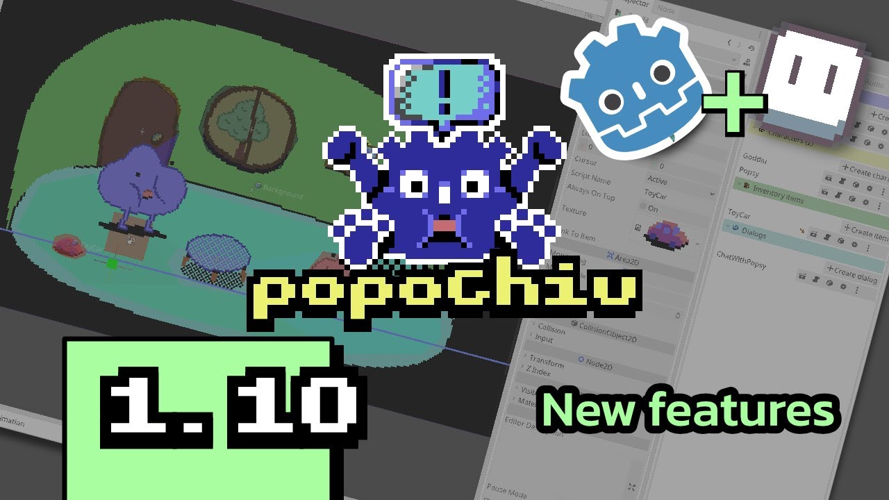 mapedorr's tweet card. Popochiu - New features in version 1.10