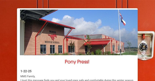 ManorMiddle's tweet card. Pony Press 1-22-25