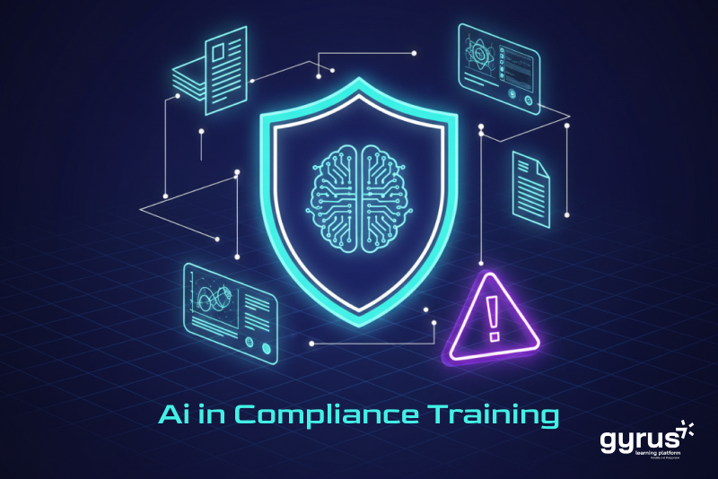 GyrusSystems's tweet card. Explore how AI improves compliance training with automation, personalization, timely insights to help regulated sectors enhance more safety and oversight.