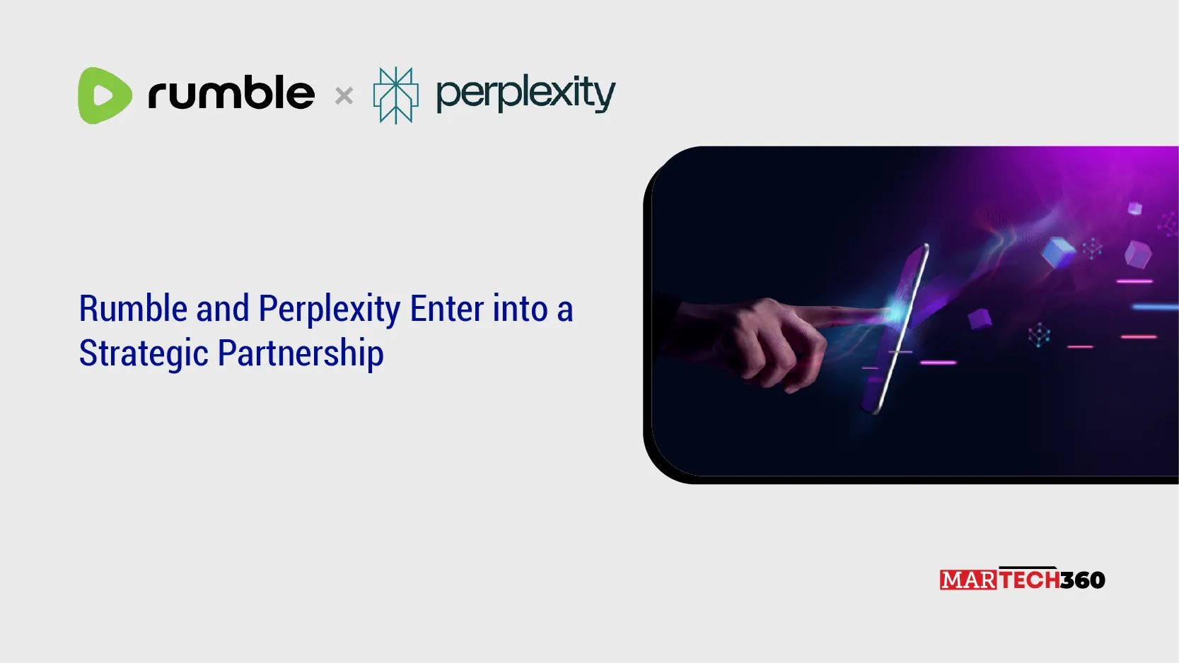 360MarTech's tweet card. Rumble partners with Perplexity to enhance video discovery with AI, launching a subscription bundle and boosting engagement across its platform.