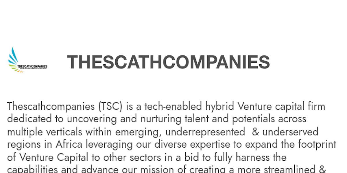 scathcommunity's tweet card. Thescathcompanies (TSC) is a tech-enabled hybrid Venture capital firm dedicated to uncovering and nurturing talent and potentials across multiple verticals within emerging, underrepresented &...
